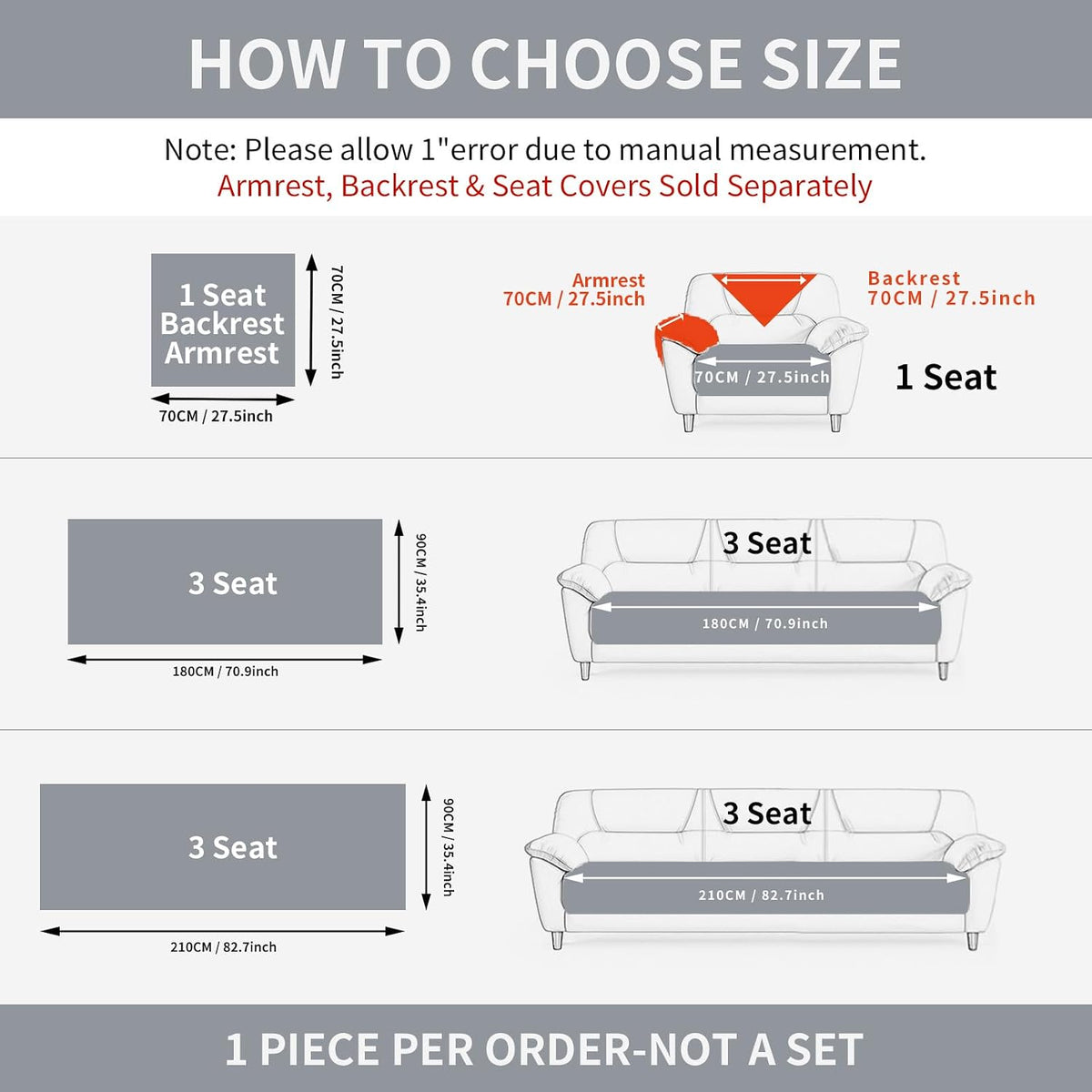 Couch Covers for Sofa, Plush Sofa Cover Washable, Geometric Jacquard Sofa Slipcovers, Non-Slip Couch Cover, Warm Couch Slipcover Furniture Protector for Kids, Pets (1PC,Grey,36"×71")