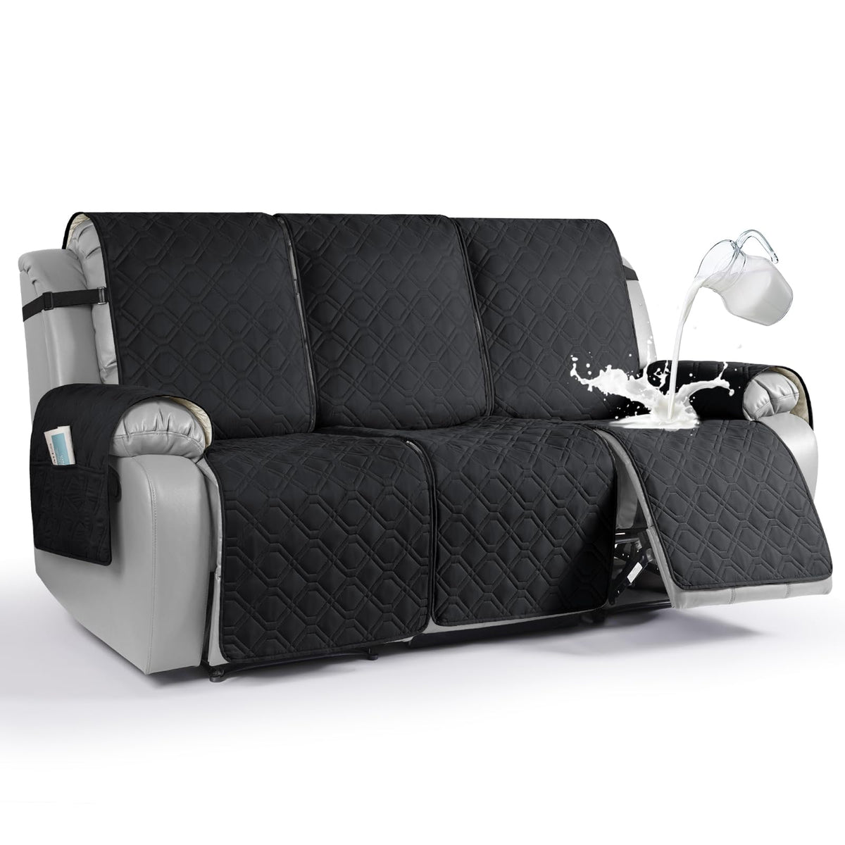 VANSOFY Waterproof Recliner Couch Covers Washable, Dark Gray,3 Seater