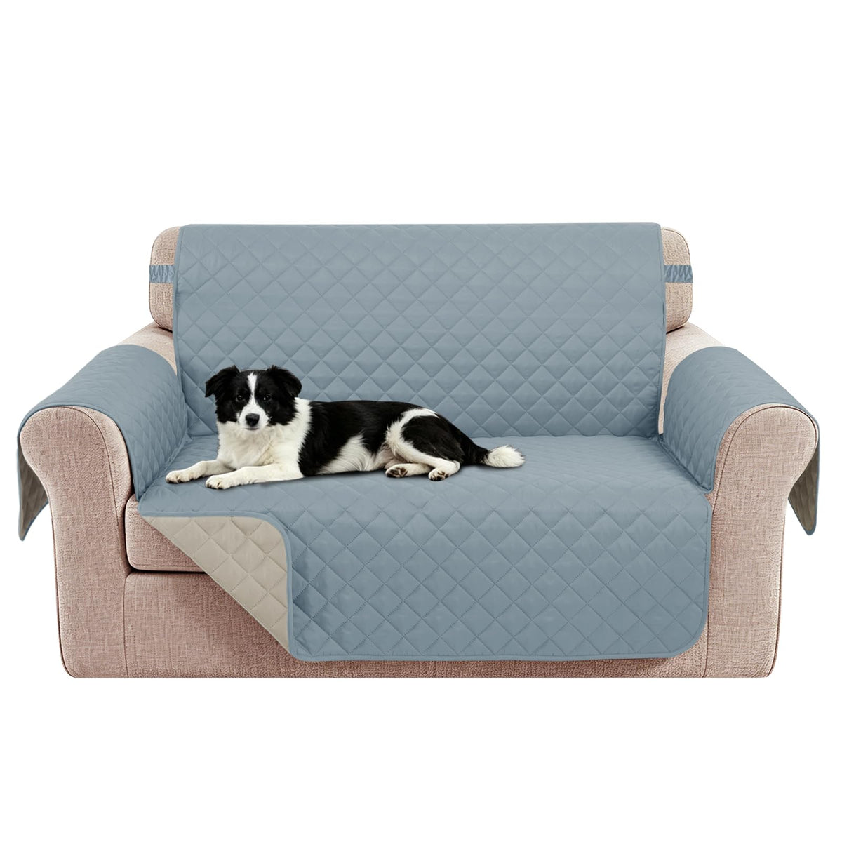 Reversible Sofa Cover for 3 Cushion, Chocolate/Beige