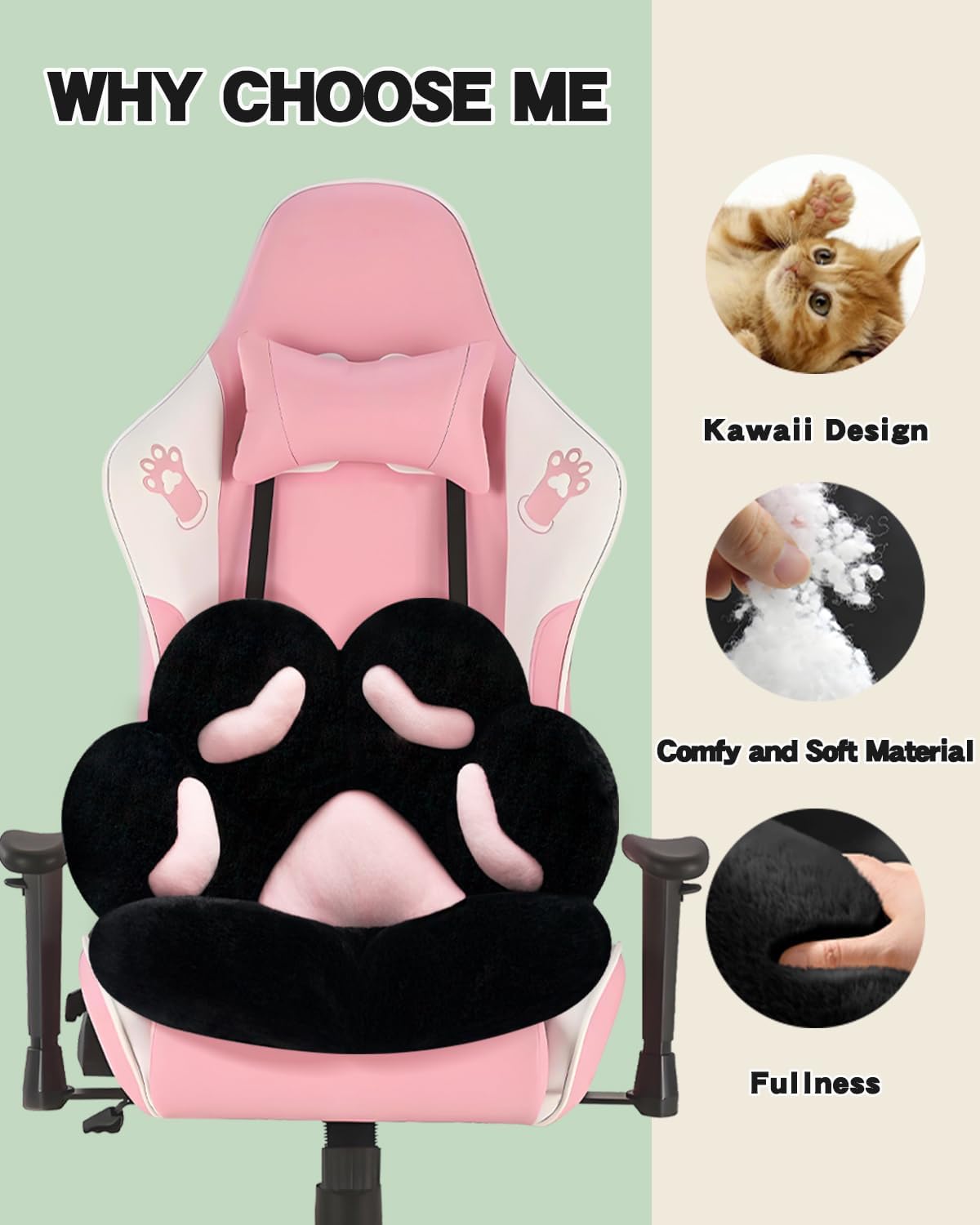 MOONBEEKI Cat Paw Cushion Chair Comfy Kawaii Plush Seat Cushions