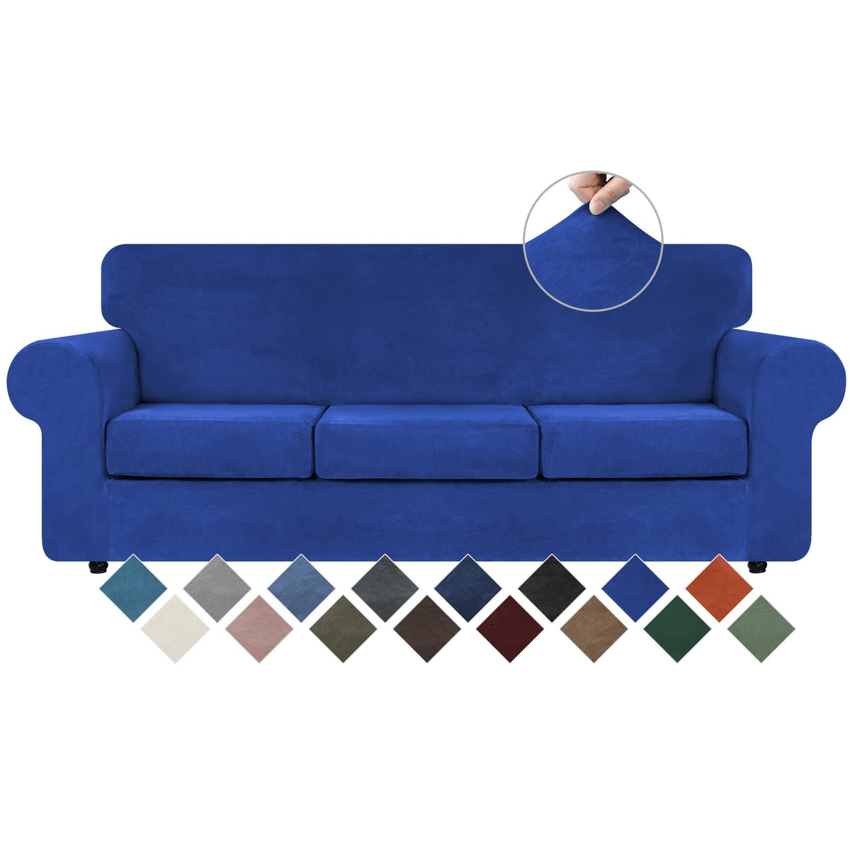 WEERRW 4 Pieces Couch Cover for Sofa Velvet Sofa Covers Washable, Dark Grey