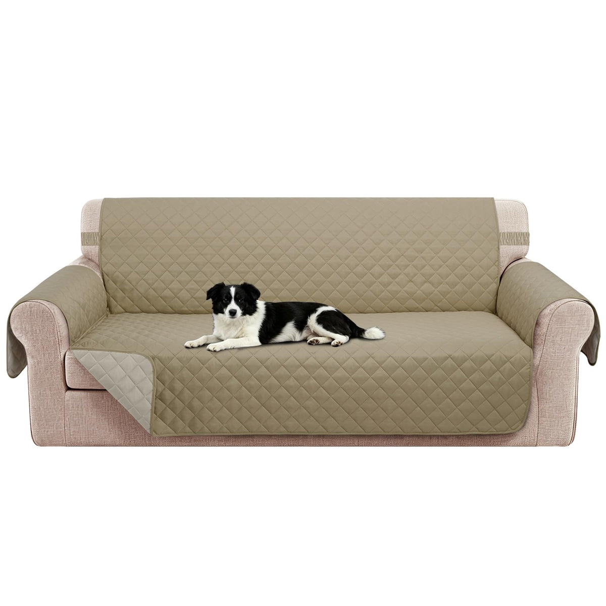 Reversible Sofa Cover for 3 Cushion, Chocolate/Beige