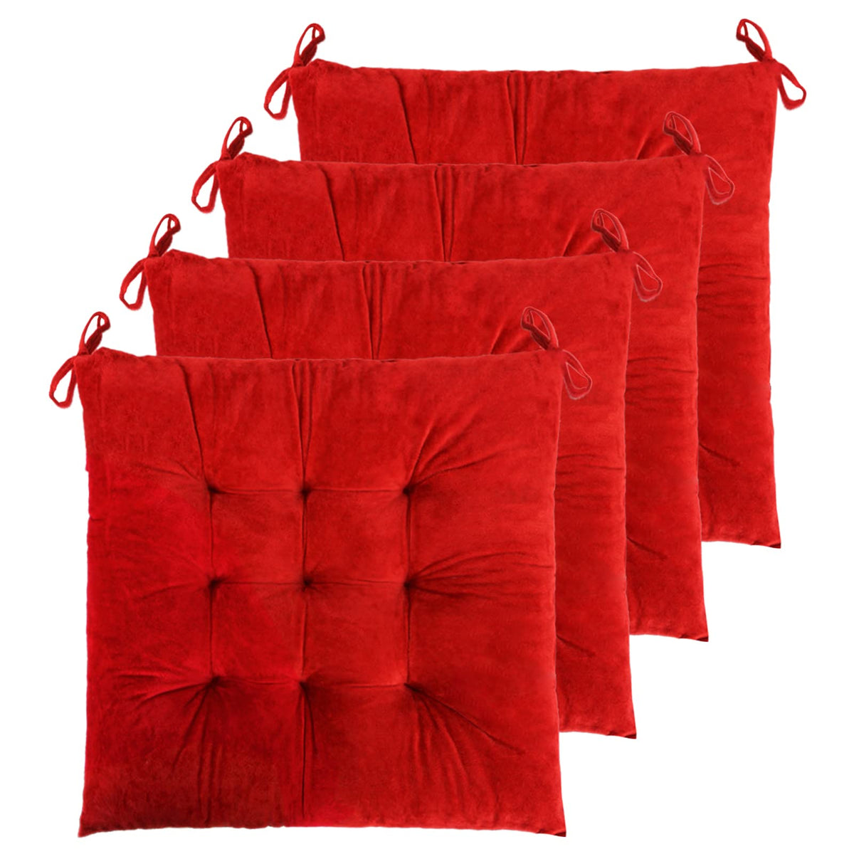 ELFJOY 4 Pack Chair Cushions for Dining Chairs with Ties Navy 16"x16"