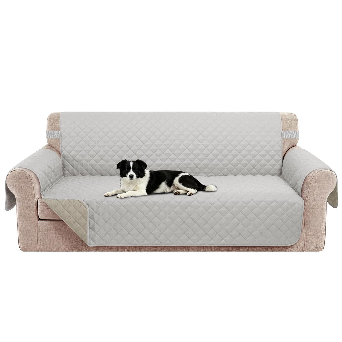 Reversible Sofa Cover for 3 Cushion, Chocolate/Beige
