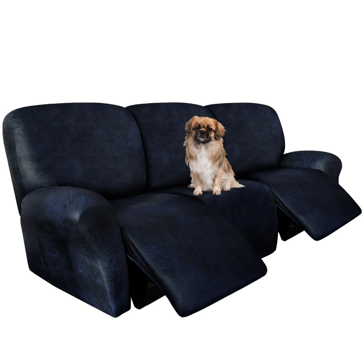 ANARACHON Leather Look Recliner Couch Cover 8-Piece Recliner Sofa Slipcovers 3 Seater for Reclining Couches Furniture Protector Spandex Fabric Washable (Recliner Sofa, Brown)