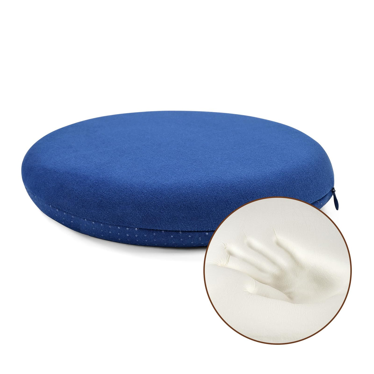 BUYUE Memory Foam Seat Cushion, Dia 13" Soft Velvet Round Stool Cushion Anti-Slip Chair Pads, S, Dark Grey