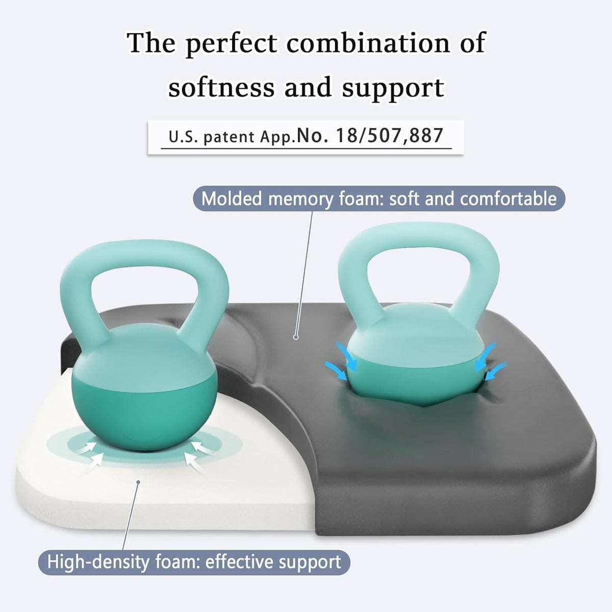 baibu Patented Dual-Layer Memory Foam Chair Cushions, 17 x 16 x 2 in, Black