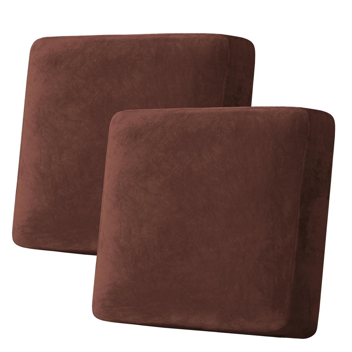 H.VERSAILTEX Velvet Stretch Couch Cushion Cover Plush Cushion Slipcover for Chair Loveseat Sofa Cushion Furniture Protector Seat Cushion Sofa Cover (2 Piece Large Sofa Cushion Covers, Ivory)