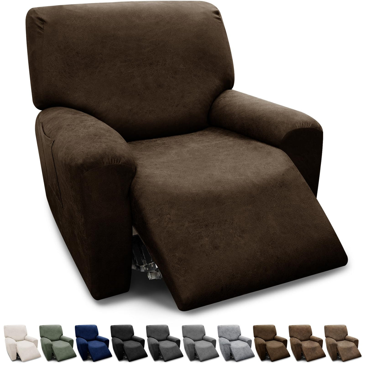 Couch Cover Leather Look 3 Seater Couch Sofa Cover 1-Piece Sofa Slipcover Stretch Furniture Protector with Elastic Bottom & Pockets(Sofa, Coffee)