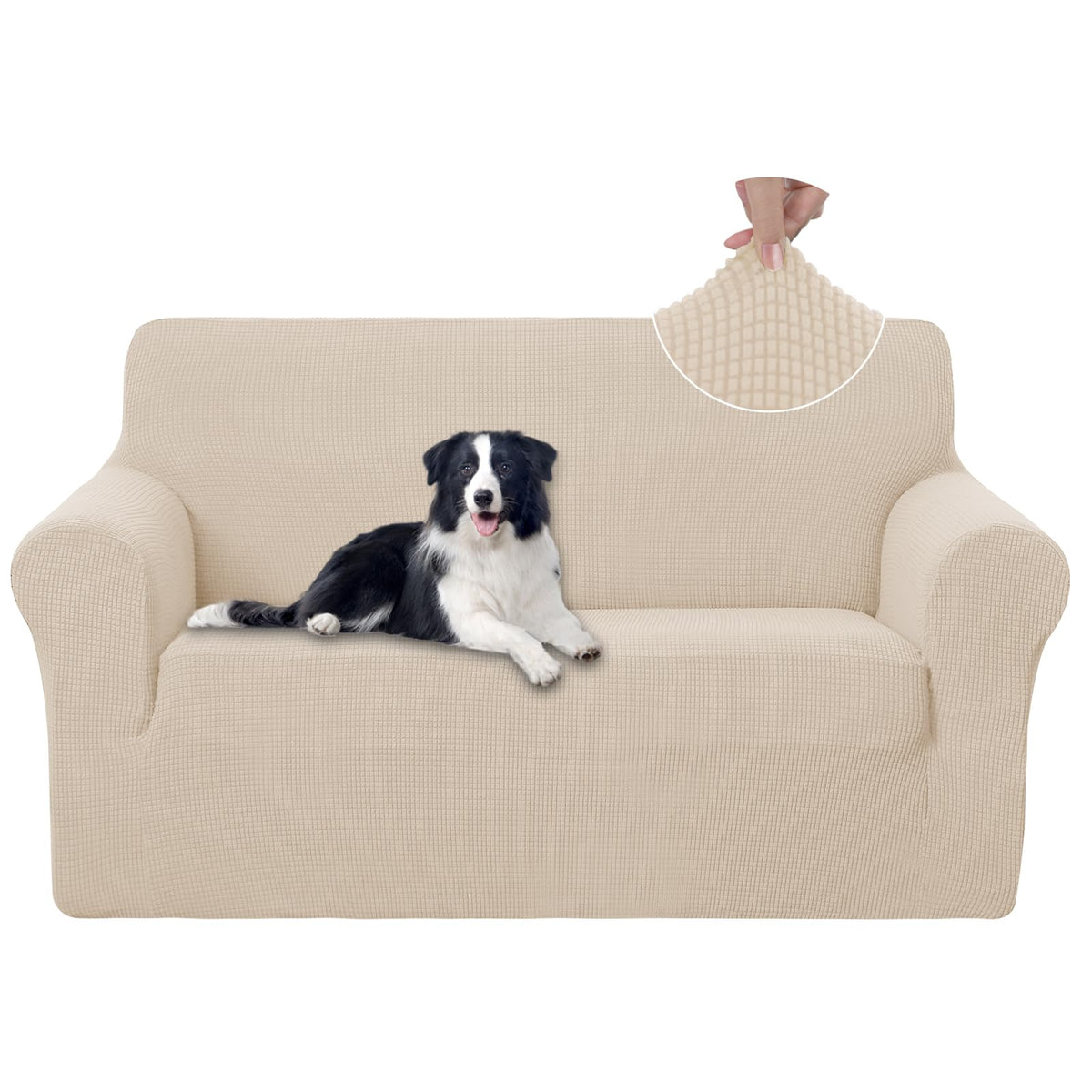 U-NICE HOME Stretch Couch Cover Slipcover for 3 Cushion Sofa, Chocolate