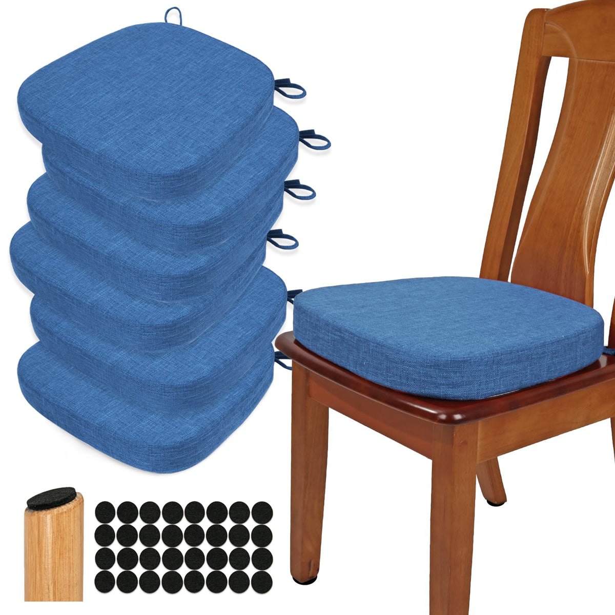BUYUE Thickened 2.5" Friendly Woven Fabric Dining Chair Cushion, U-Shape High Density Foam Comfortable Chair Pad for Kitchen, Slip Resistant Indoor Seat Cushion (1 Piece, Dark Gray)