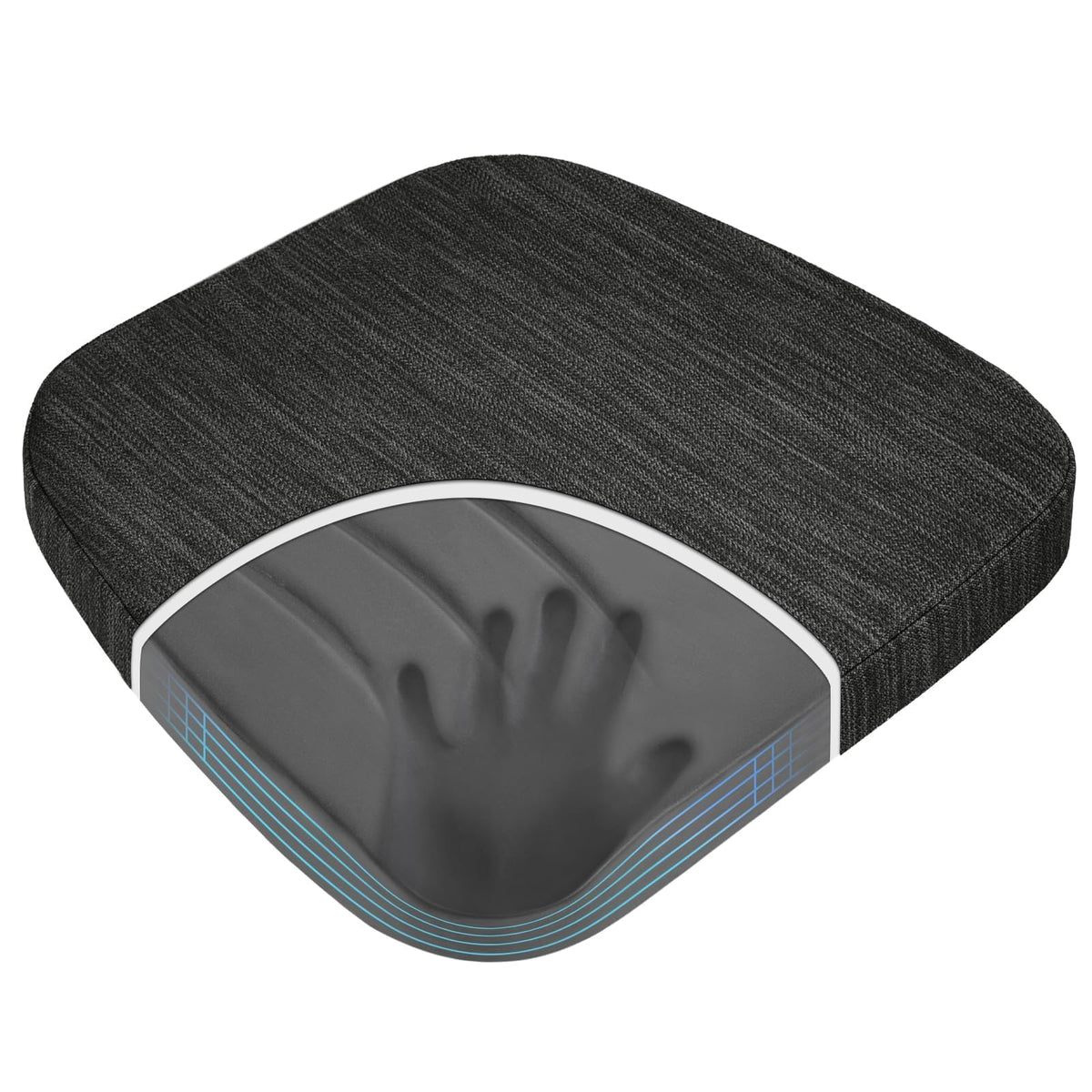baibu Patented Dual-Layer Memory Foam Chair Cushions, 17 x 16 x 2 in, Black