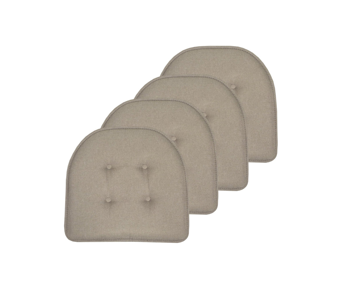 Sweet Home Collection Chair Cushion Memory Foam Pads Tufted Slip Non Skid Rubber Back U-Shaped 17" x 16" Seat Cover, 6 Pack, Checkered Taupe/White