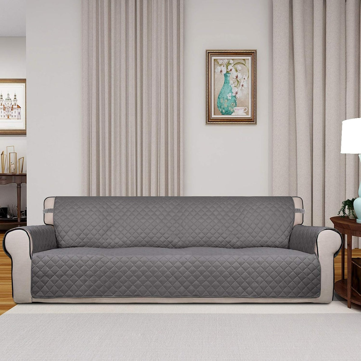 PureFit Reversible Quilted Couch Covers for Dogs Sofa Cover 4 Seater 88"
