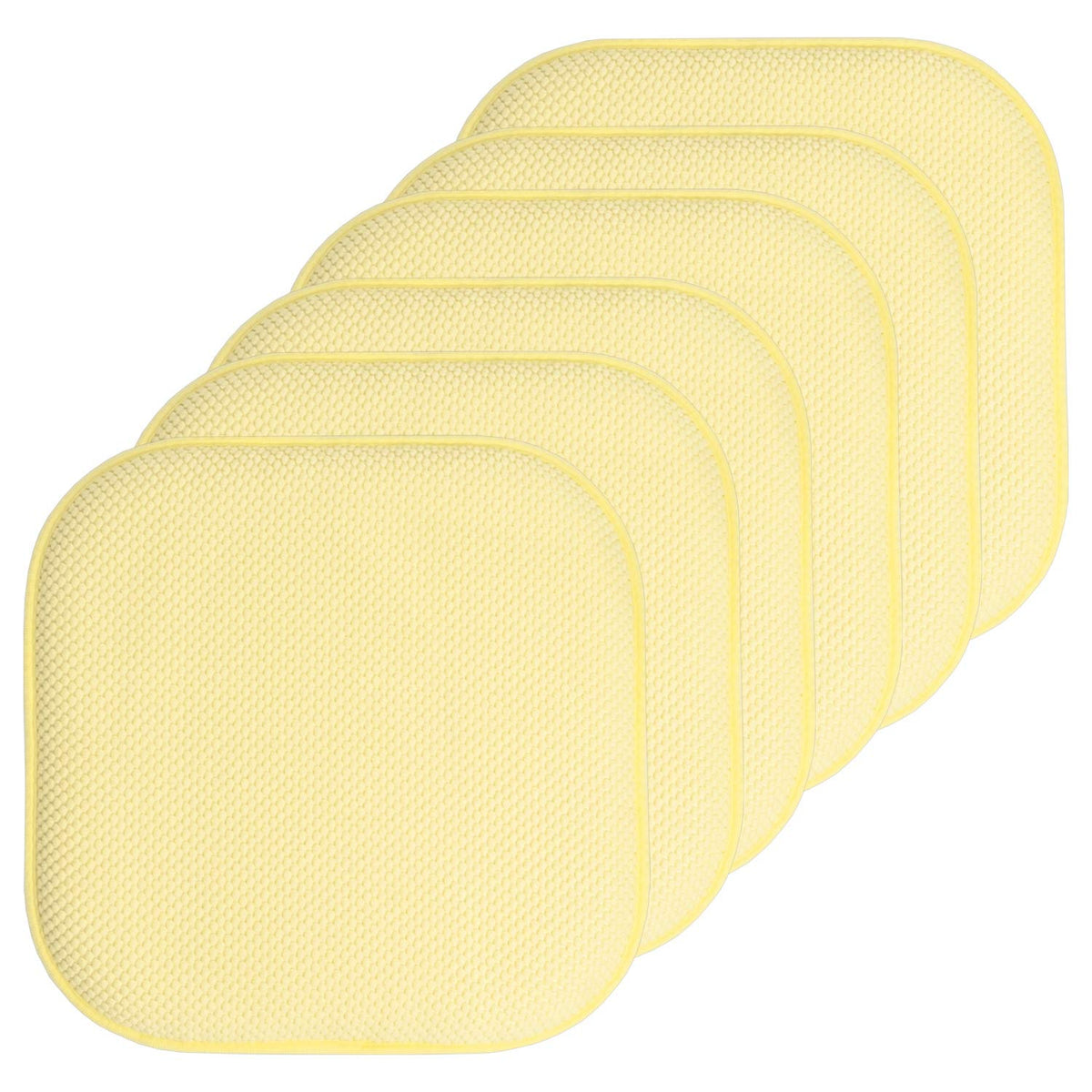 Sweet Home Collection Chair Cushion Memory Foam Pads Honeycomb Pattern Slip Non Skid Rubber Back Rounded Square 16" x 16" Seat Cover, 4 Pack, Alexis Chocolate