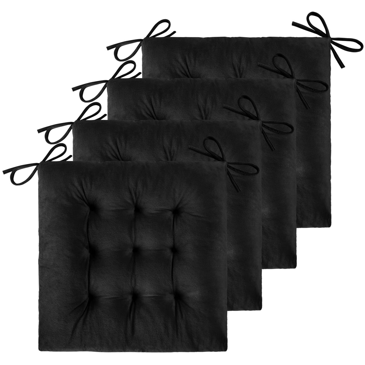 ELFJOY 4 Pack Chair Cushions for Dining Chairs with Ties Navy 16"x16"