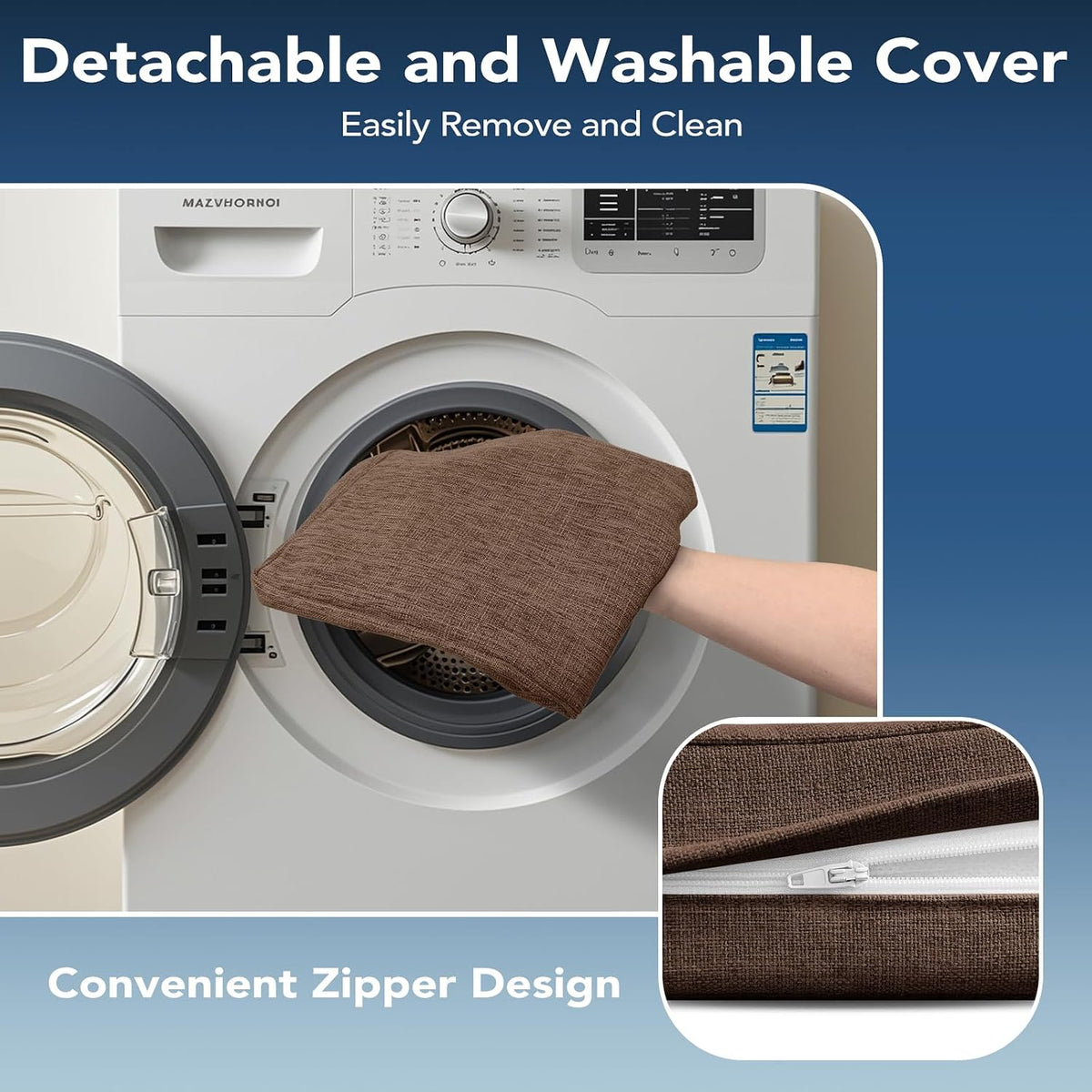 Chair Cushions for Dining Chairs, Non Slip Chair Pads with Ties and Washable Covers, Memory Foam Kitchen Chair Cushions Set of 4, 16"X16"X2.5", Brown