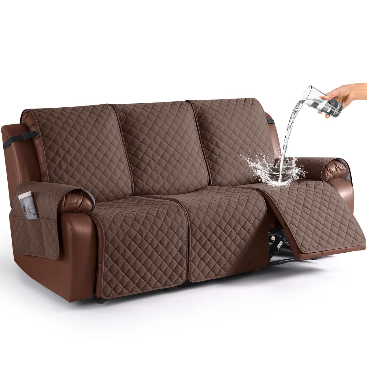 KinCam Waterproof Recliner Sofa Covers Washable, 3 Seater, Chocolate