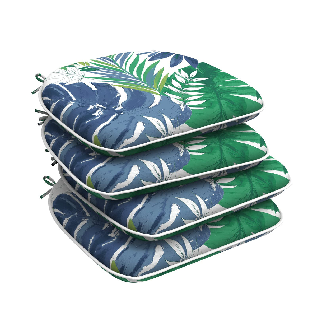 DYTXIII Set of 4 Outdoor Chair Cushions with Ties,Water Repellent Patio Chair Pads 17"x 16" for Outdoor Furniture,Round Corner Seat Cushions for Garden Yard Kitchen Paisley Multi