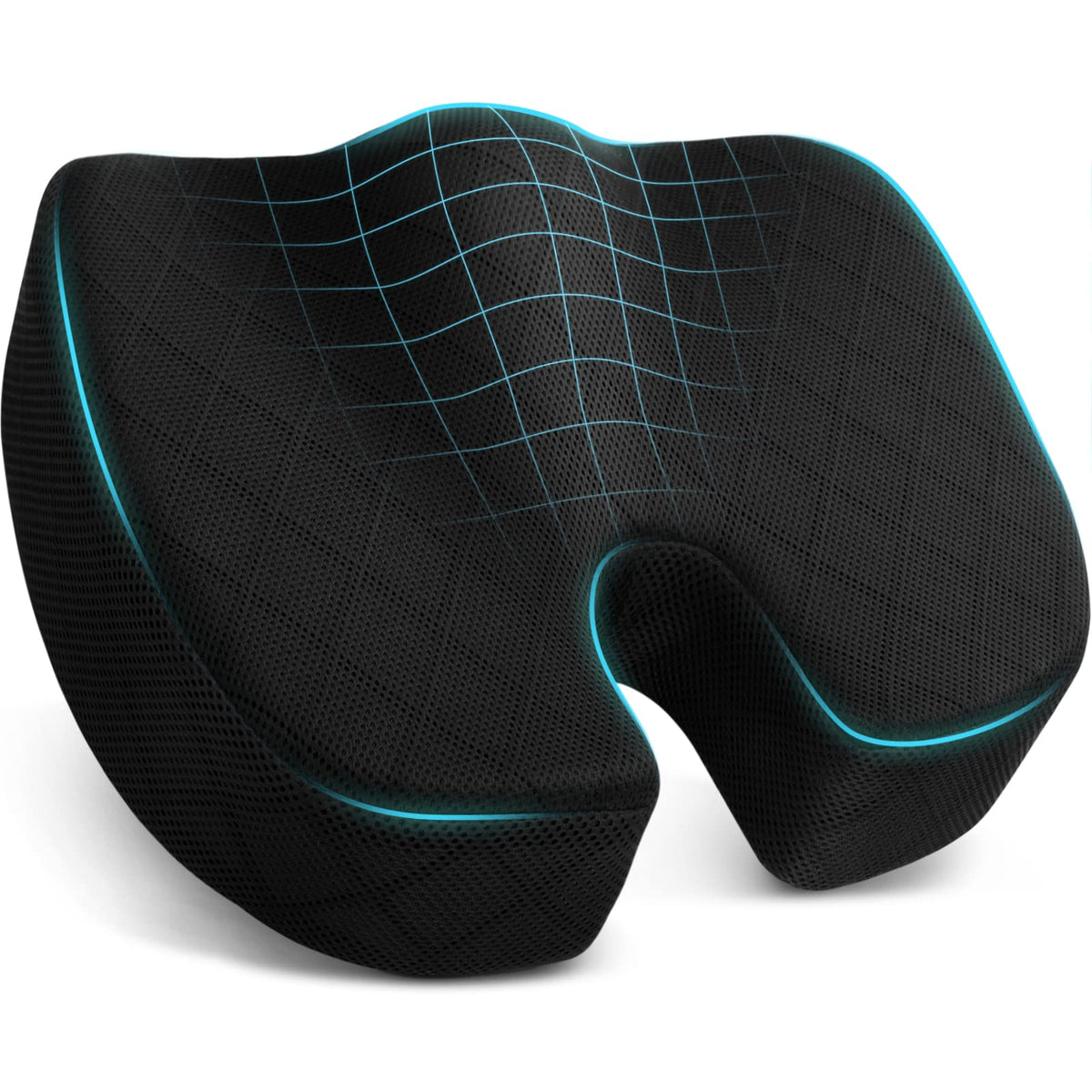 TushGuard Seat Cushion, Memory Foam Office Chair Cushion - Grey, Large