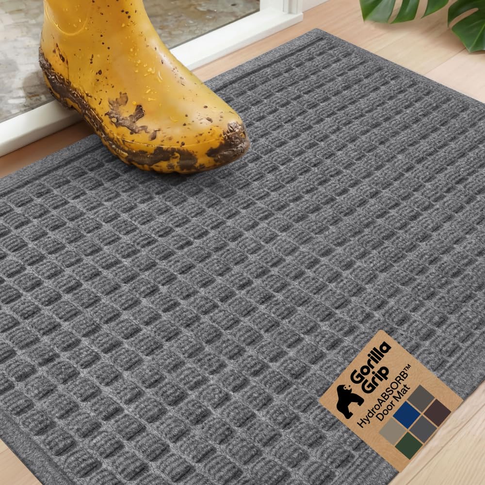 GORILLA GRIP® HydroABSORB Door Mat for Indoor Outdoor Use, 29x17 Coffee