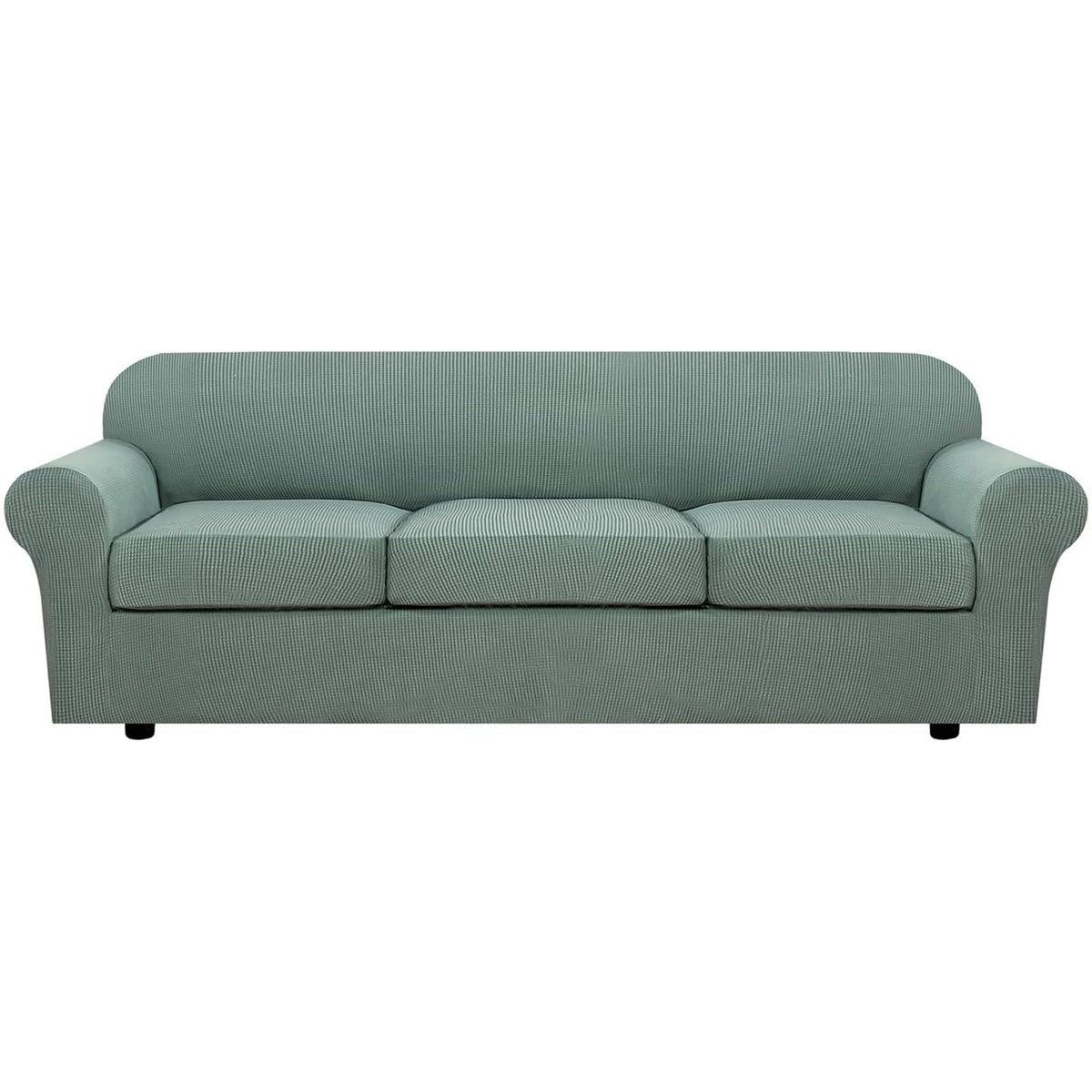 H.VERSAILTEX 4 Piece Stretch Sofa Covers for 3 Cushion Couch Covers for Living Room Furniture Slipcovers (Base Cover Plus 3 Seat Cushion Covers) Upgraded Thicker Jacquard Fabric (Sofa, Grey)