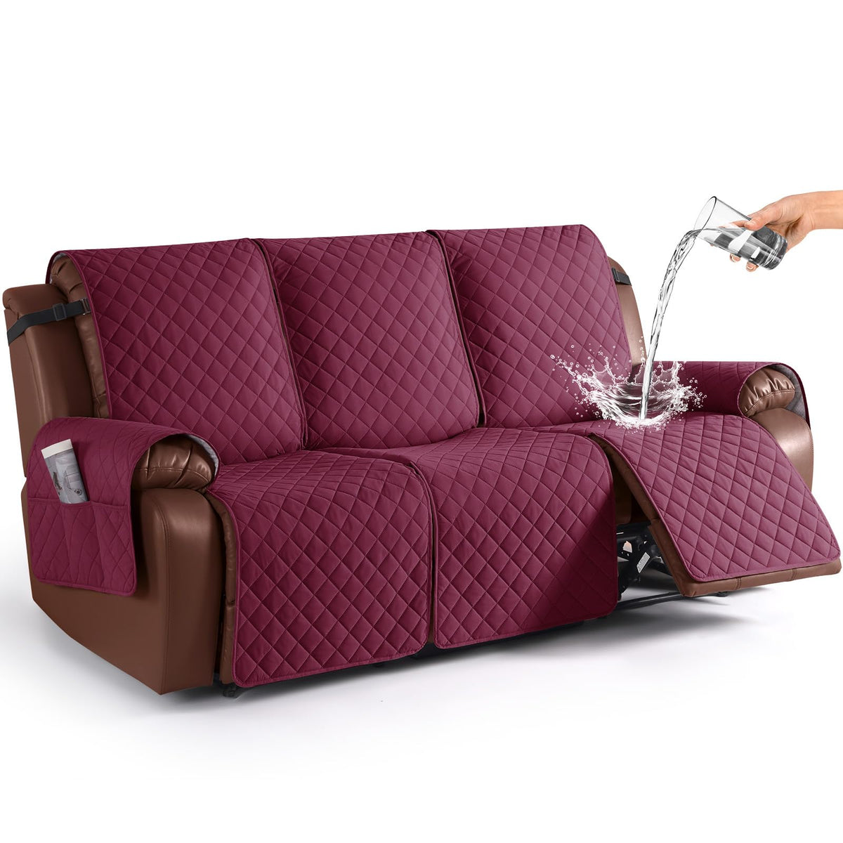 KinCam Waterproof Recliner Sofa Covers Washable, 3 Seater, Chocolate