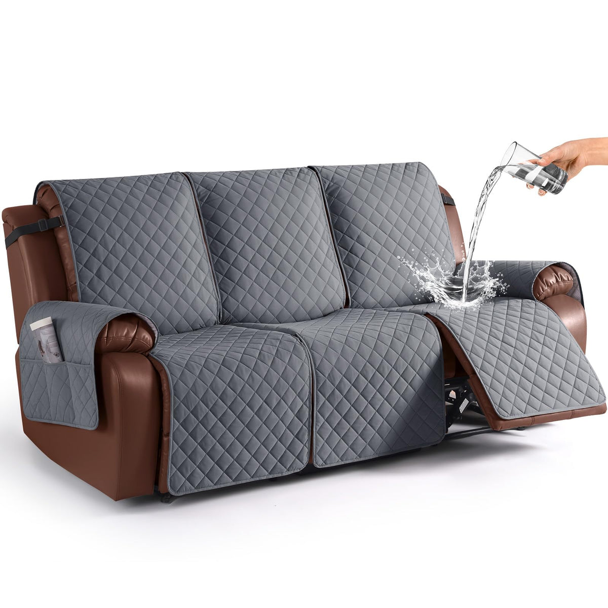 KinCam Waterproof Recliner Sofa Covers Washable, 3 Seater, Chocolate