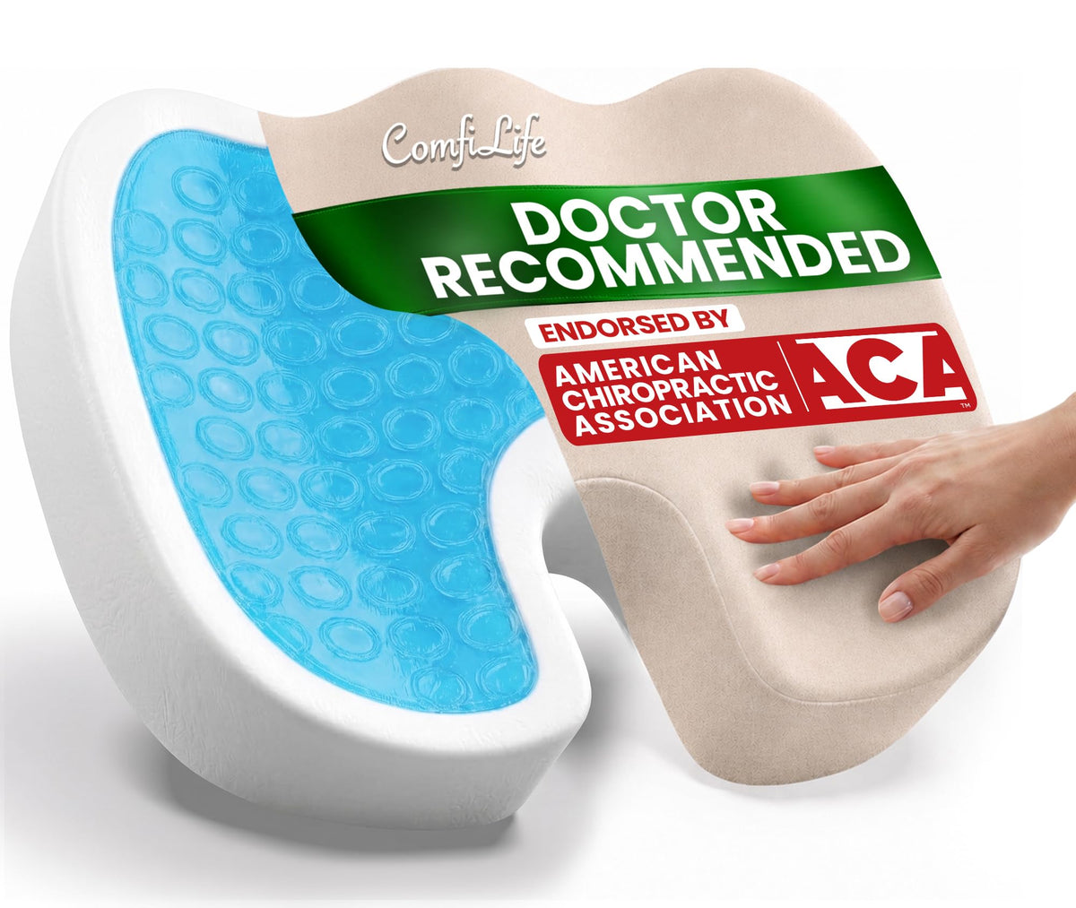 ComfiLife Doctor Recommended Seat Cushion - Premium Gel & Memory Foam Office Chair, Car Seat, Lifting Cushion - Chair Cushions for Back & Sciatica Relief - Seat Cushions for Office & Desk (Gray)