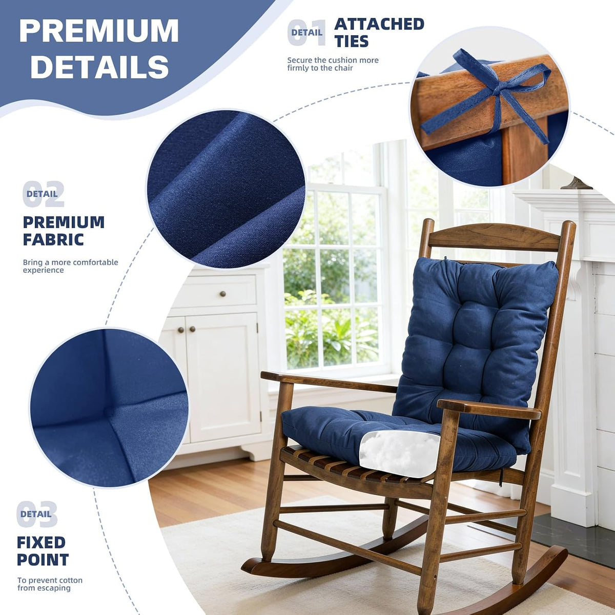 1 Pack Patio Chair Cushion Rocking Chair Cushion for Home Garden