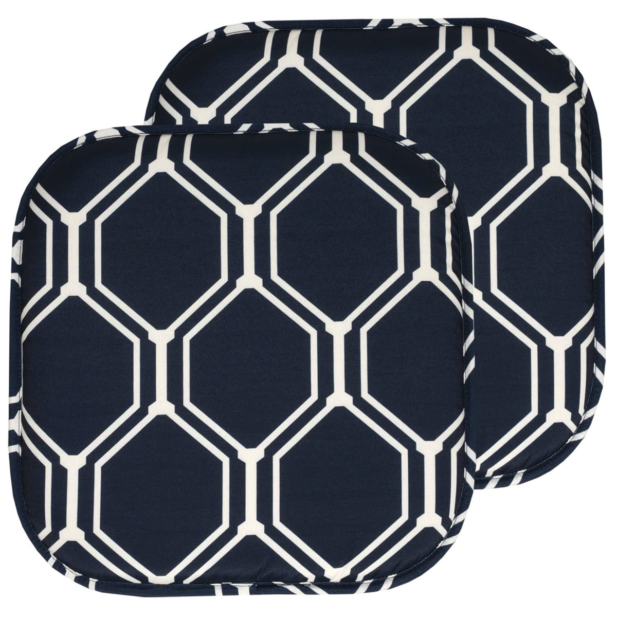 Sweet Home Collection Chair Cushion Memory Foam Pads Honeycomb Pattern Slip Non Skid Rubber Back Rounded Square 16" x 16" Seat Cover, 4 Pack, Alexis Chocolate