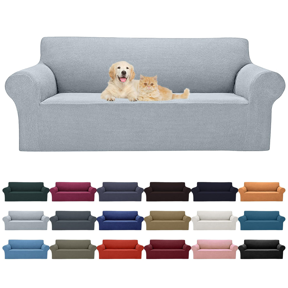 Cupuamon 2026 New Stretch Sofa Slipcovers Couch Cover for 3 Cushion Furniture Protector Sofa Covers with Elastic Bottom Jacquard Fabric Small Checks for Pets, Kids -Sofa, Black