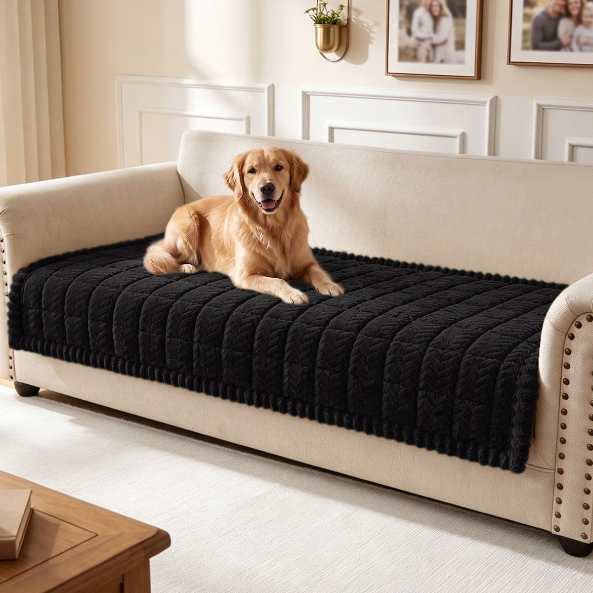 Smiry Couch Cover for Dogs, Non Slip Fuzzy Pet Sofa Covers Washable