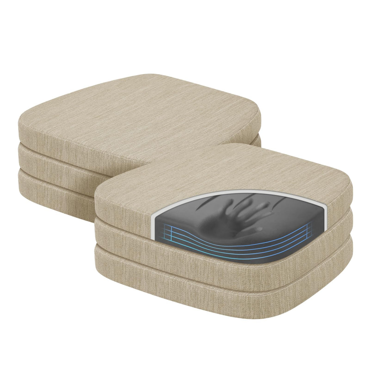 baibu Patented Dual-Layer Memory Foam Chair Cushions, 17 x 16 x 2 in, Black