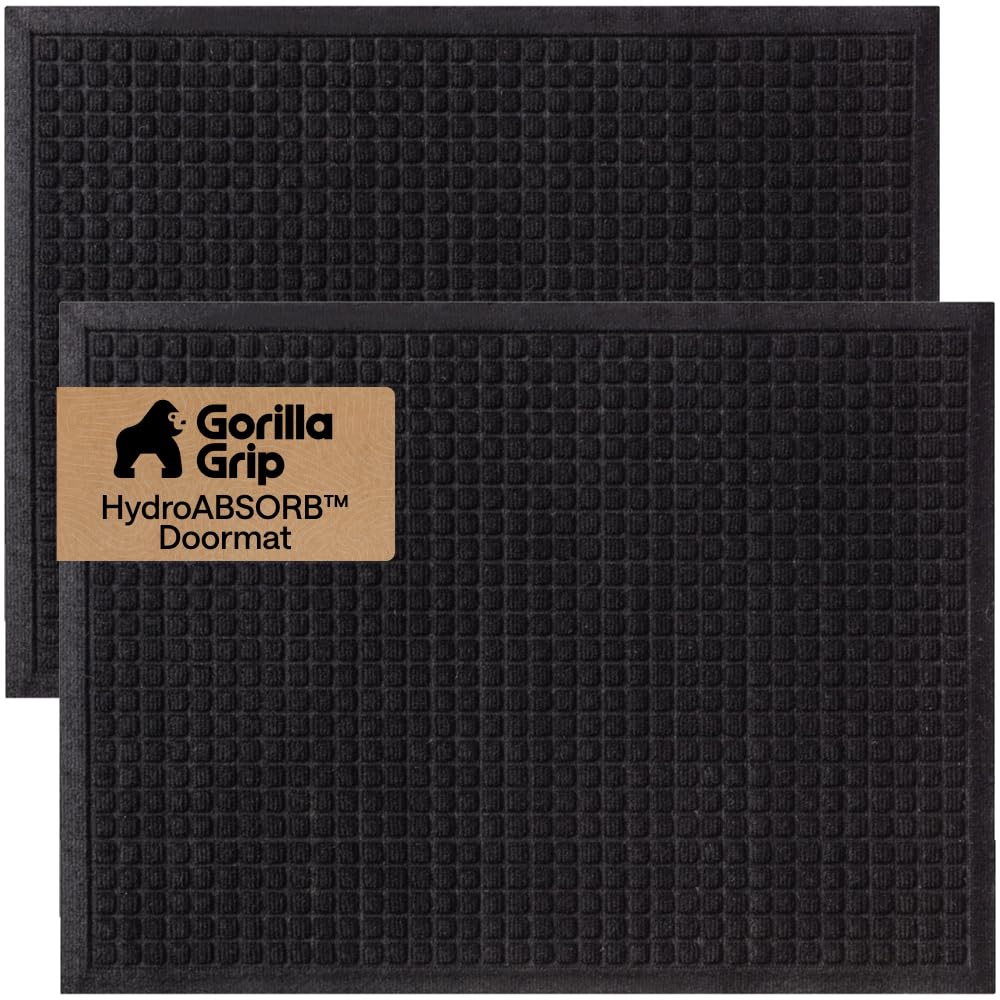 GORILLA GRIP® HydroABSORB Door Mat for Indoor Outdoor Use, 29x17 Coffee
