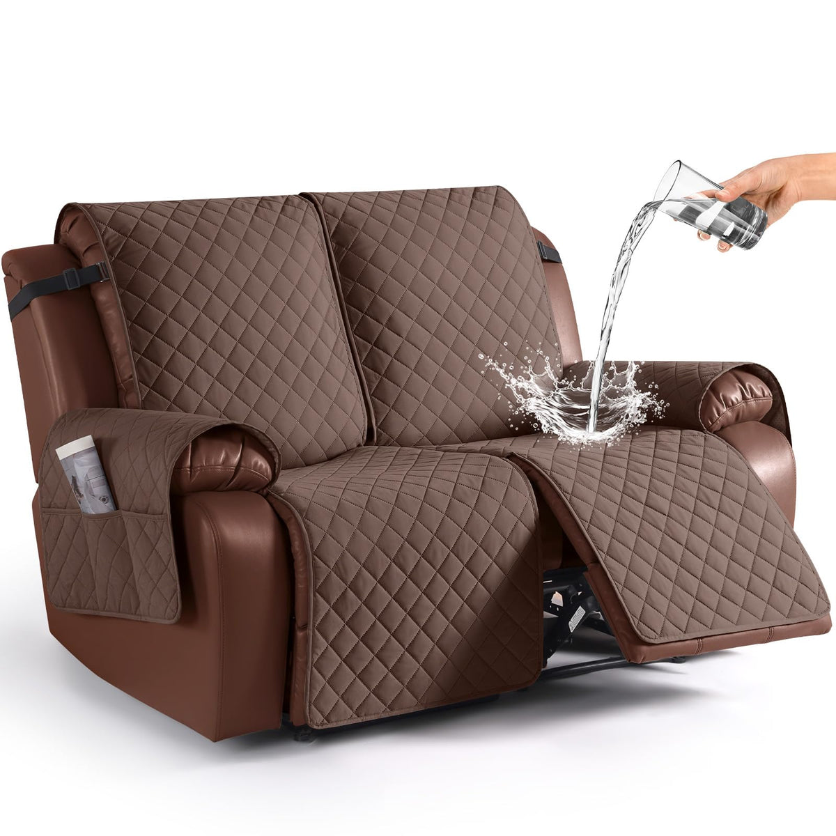 KinCam Waterproof Recliner Sofa Covers Washable, 3 Seater, Chocolate