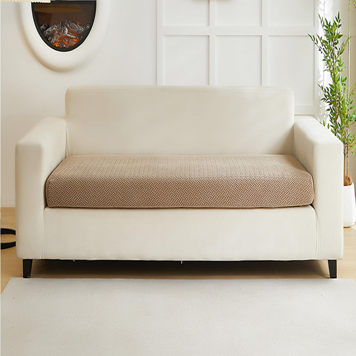 Yoovat Couch Cushion Covers for Sofa Couch Covers Wear-Resistant Universal Sofa Cover Washable Stretch for Sectional Slipcovers (Texture-Light Gray,Large Single Seat Cover)