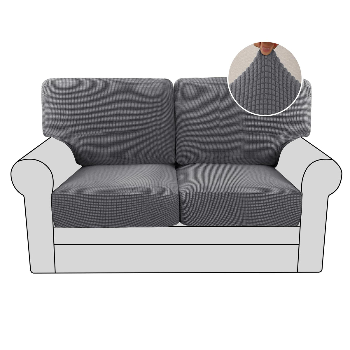 H.VERSAILTEX Multi-Pieces Sofa Covers Stretch Couch Covers Form Fitted Seats and Back Cushions Covers (3 Seat Covers Plus 3 Back Cusion Covers, Bonus 2 Armrest Covers), Sand