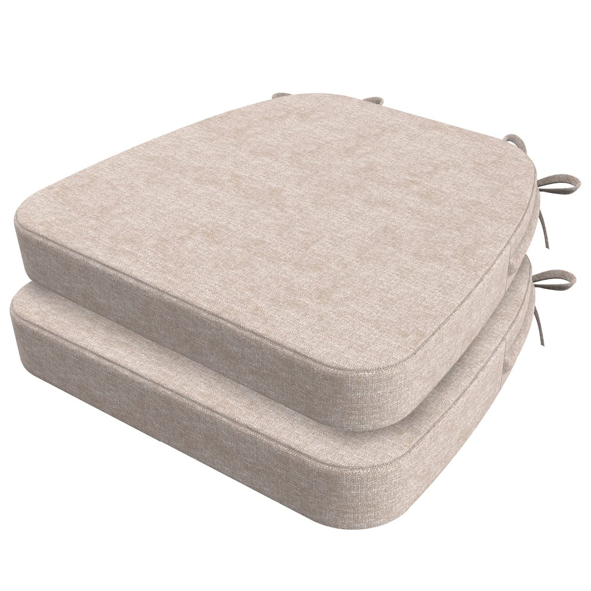 AAAAAcessories D-Shaped Chair Cushions, 2" Thick Dining Chair Pads with Ties and Removable, Machine-Washable Cover, 17" x 16", Set of 4, Oatmeal Beige