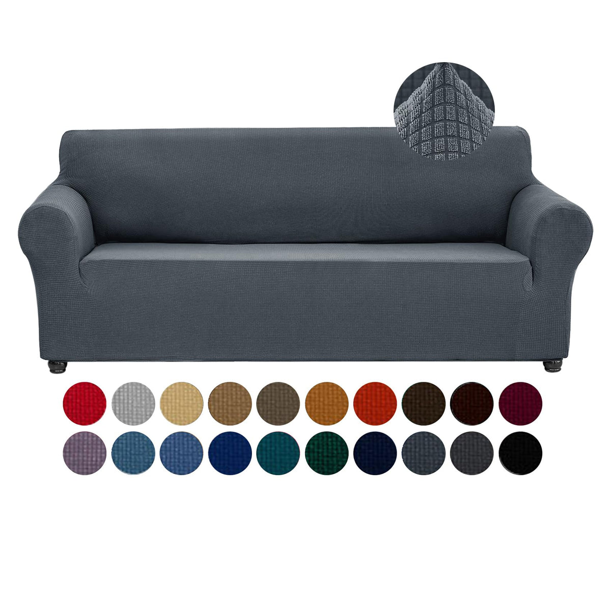 Joccun Stretch Couch Cover Slipcovers, 1-Piece Sofa Covers for 3 Cushion Couch Spandex Jacquard Washable Furniture Protector Cover for Living Room,Kids,Pets(Sofa,Black)