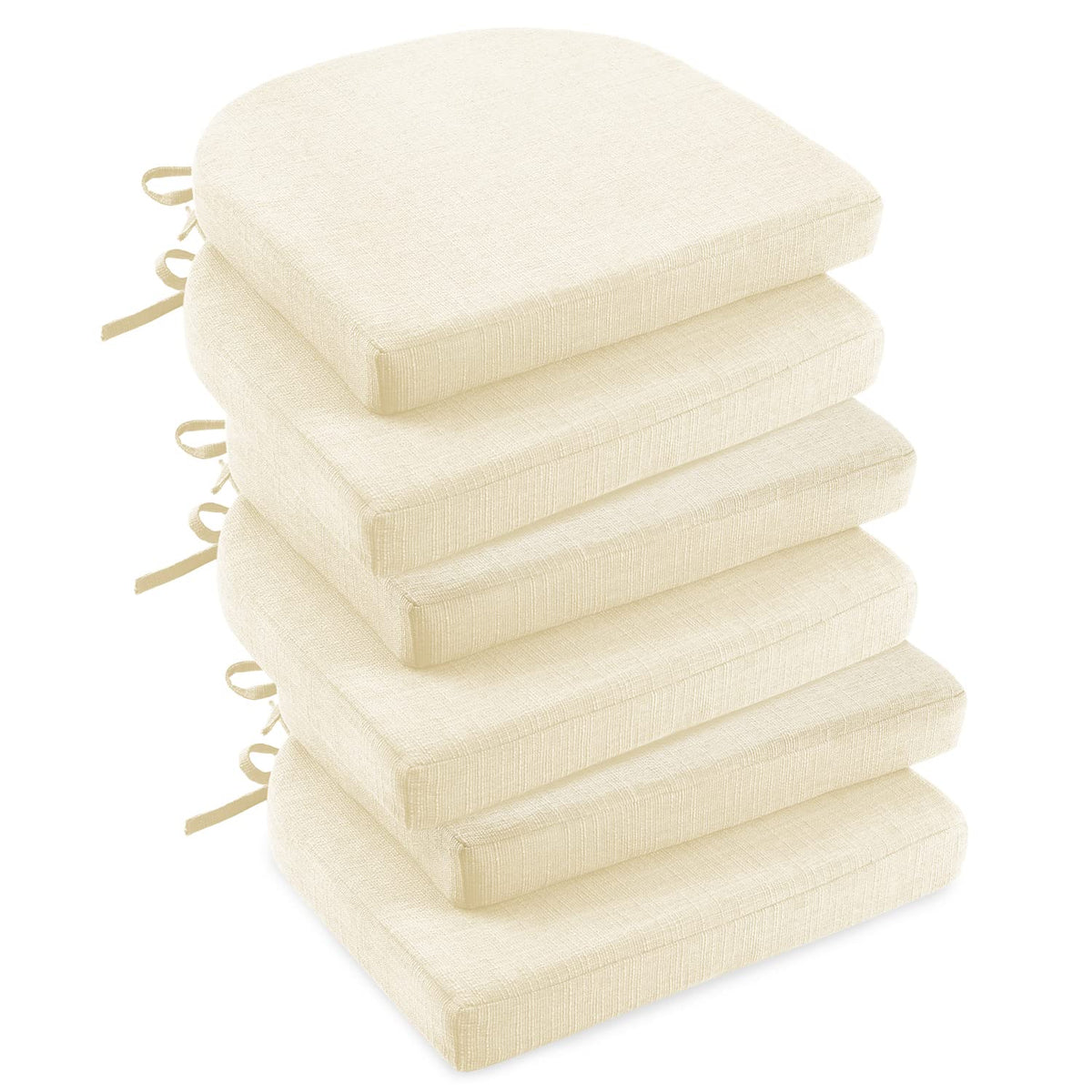 downluxe Indoor Chair Cushions for Dining Chairs, Soft and Comfortable Textured Foam Kitchen Chair Pads with Ties and Non-Slip Backing, 16" x 16" x 2", Red, 4 Pack