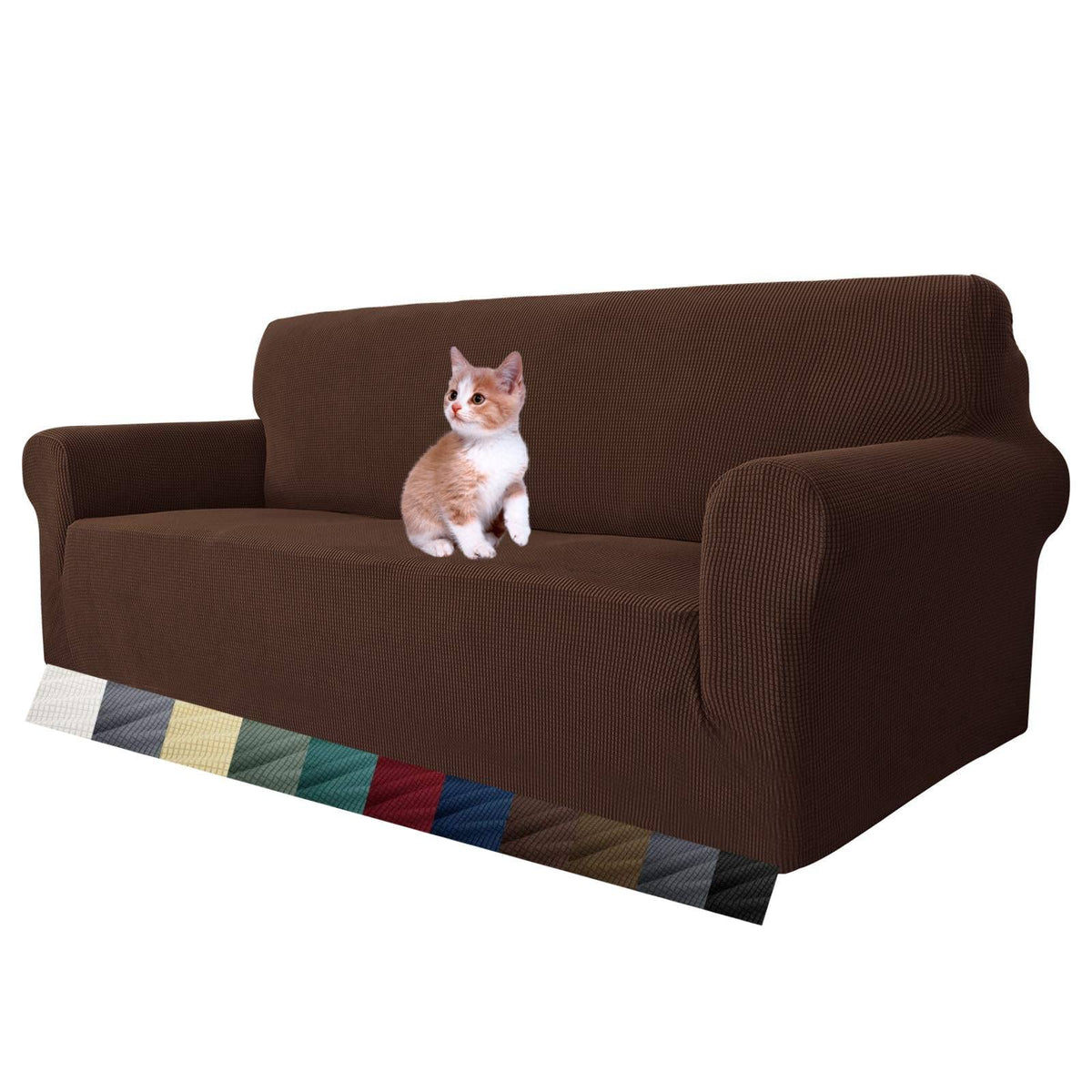 MAXIJIN Super Stretch Couch Cover for 3 Cushion Couch, 1-Piece Universal Sofa Covers Living Room Jacquard Spandex Furniture Protector Dogs Pet Friendly Fitted (Large, Gray)