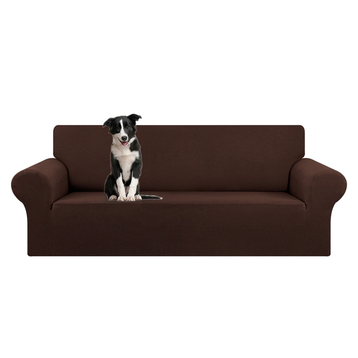 KEKUOU Stretch Couch Covers for Sofa, 3 Cushion Couch Slipcover,Black