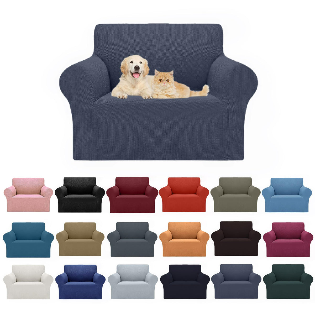 Cupuamon 2026 New Stretch Sofa Slipcovers Couch Cover for 3 Cushion Furniture Protector Sofa Covers with Elastic Bottom Jacquard Fabric Small Checks for Pets, Kids -Sofa, Black