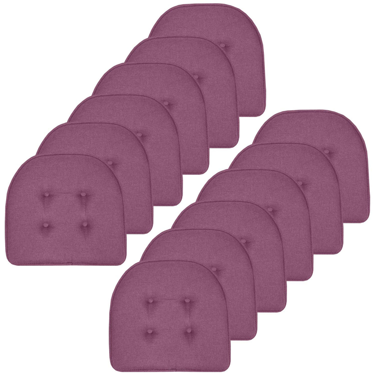 Sweet Home Collection Chair Cushion Memory Foam Pads Tufted Slip Non Skid Rubber Back U-Shaped 17" x 16" Seat Cover, 6 Pack, Checkered Taupe/White
