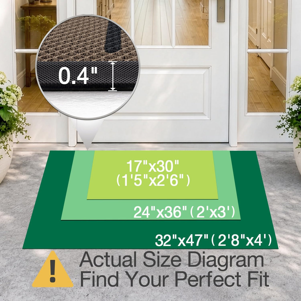 LUMI Outside Welcome Door Mat 24x36, Non-Slip Durable Rubber Easy Clean