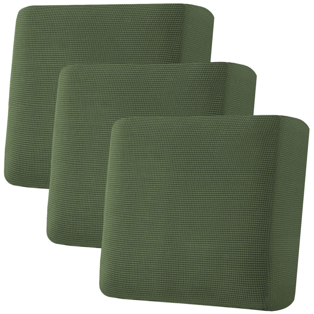 H.VERSAILTEX Super Stretch Individual Seat Cushion Covers Sofa Covers Couch Cushion Cover Slipcover Sets Thick Jacquard Textured Twill Fabric (3 Piece Sofa Cushion Covers, Grey)