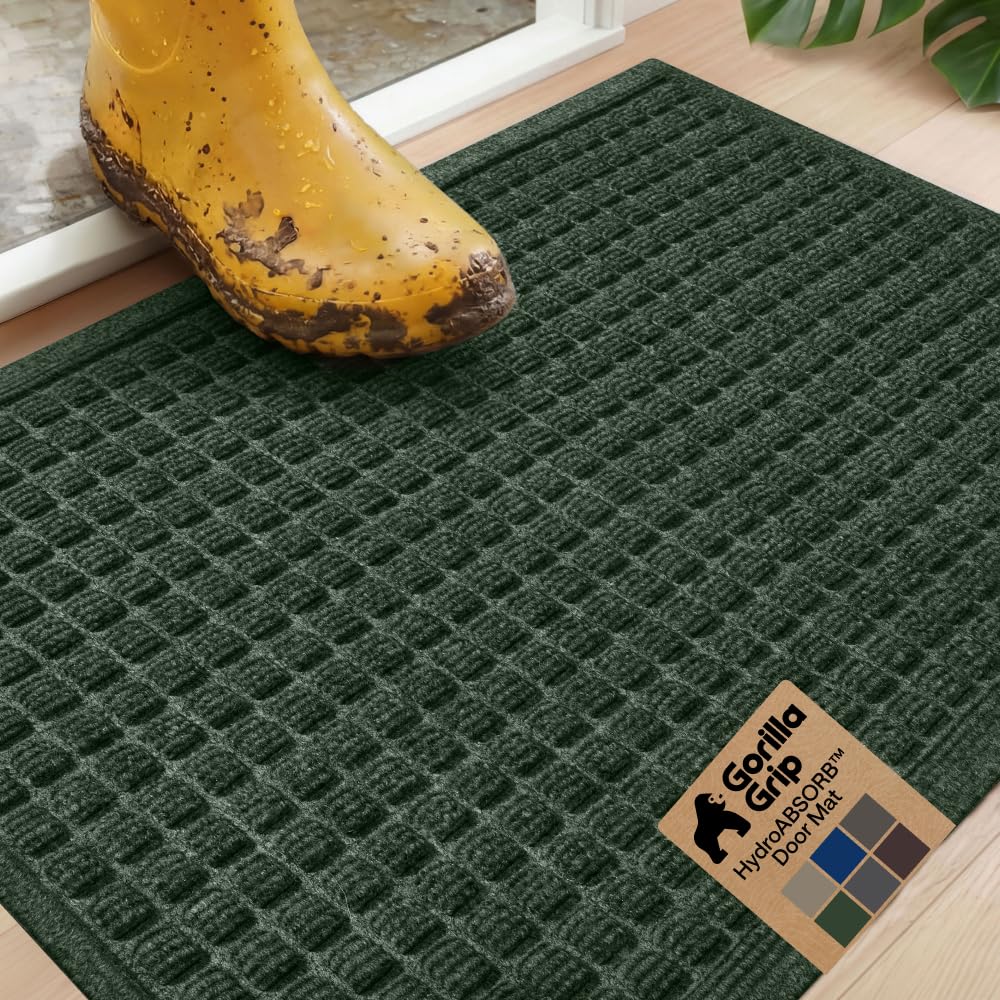 GORILLA GRIP® HydroABSORB Door Mat for Indoor Outdoor Use, 29x17 Coffee