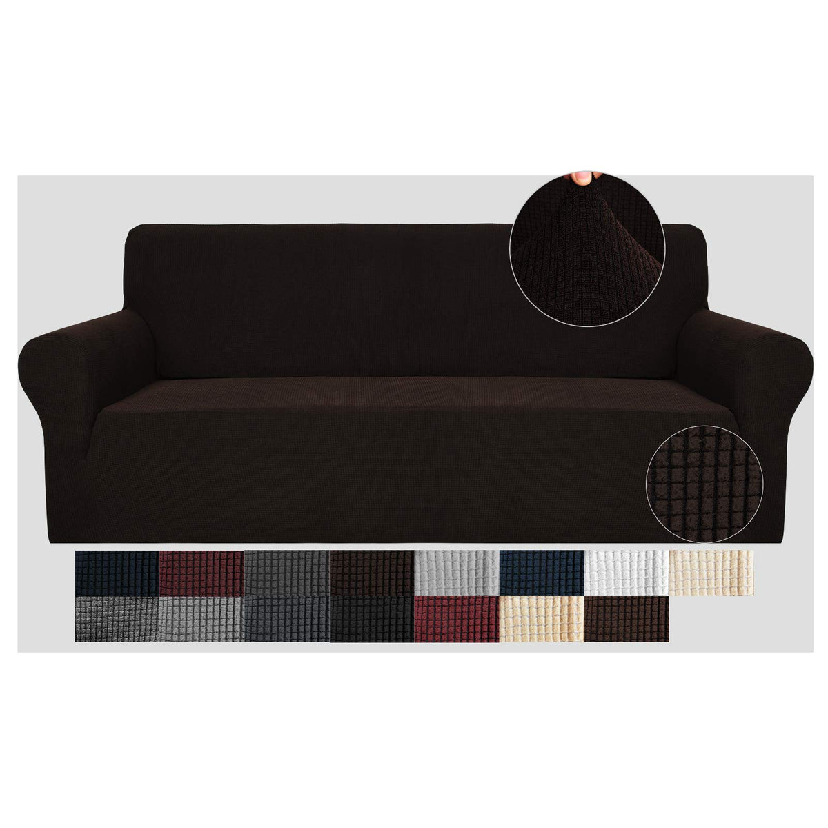 JIVINER High Stretch Couch Covers for 3 Cushion Couch 1-Piece Jacquard Sofa Slipcovers Fitted Washable Sofa Covers with Elastic Bottom Furniture Protector for Kids Pets (Sofa, Light Gray)