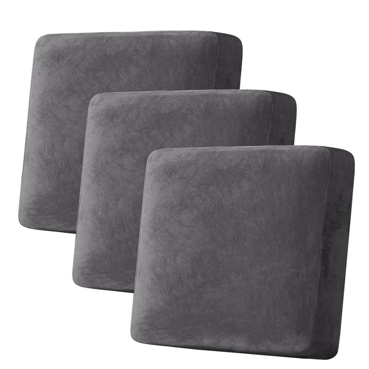 H.VERSAILTEX Velvet Stretch Couch Cushion Cover Plush Cushion Slipcover for Chair Loveseat Sofa Cushion Furniture Protector Seat Cushion Sofa Cover (2 Piece Large Sofa Cushion Covers, Ivory)